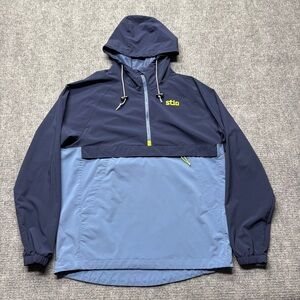 STIO CFS Anorak Hooded Jacket Mens Small Blue Outdoor Hiking Gorpcore
